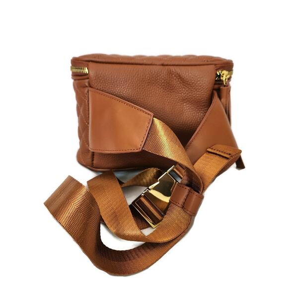 Joy Mangano Women's Brown Quilted Leather Fany Pack - Picture 2 of 6